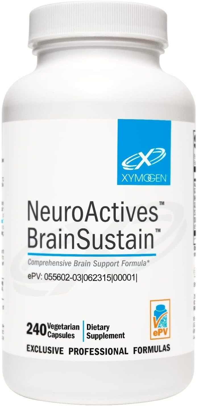 XYMOGEN NeuroActives BrainSustain - Brain Health Support with Phosphatidylserine & CoQ10 - Vegetarian, Gluten-Free & Non-GMO - 240 Capsules