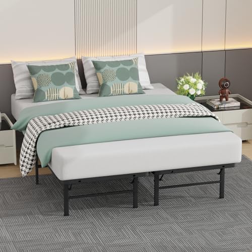 BestMassage | Twin Bed Frame | Metal | Heavy Duty Steel Slats with 6 Legs | Foldable | Sturdy, No Box Spring Needed | Easy to Assemble with Under-Bed Storage | Furniture for Home, Dorms