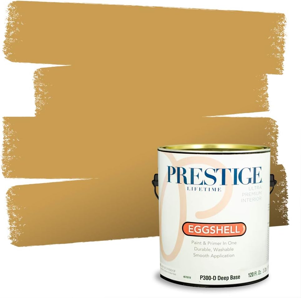PRESTIGE Paints Exterior Paint and Primer In One, 1-Gallon, Satin, Comparable Match of Sherwin Williams* Cachet Cream*