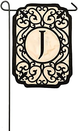 Evergreen Flag Filigree Monogram J Applique Garden Flag, 12.5 x 18 inches