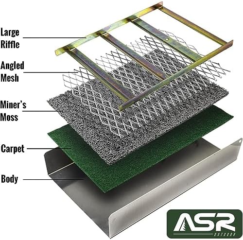 ASR Outdoor 16pc Beginner Gold Panning Sluice Box Kit for Adults Starting to Pan for Gold with Classifier Screens