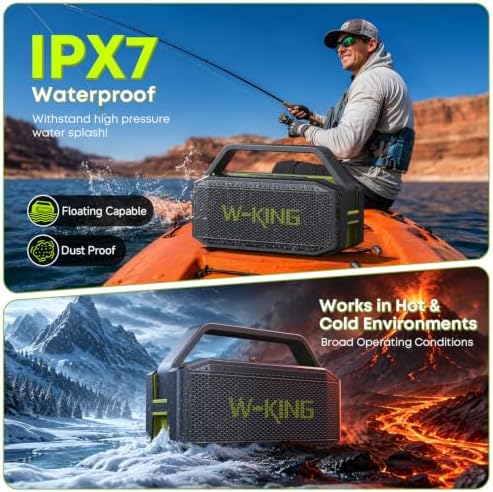 W-KING Bluetooth Speaker, 100W Peak Outdoor Portable Loud Speakers Wireless