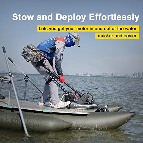 AQUOS Haswing Bow Mount Trolling Motor 12V 55lbs 48in with Wireless Remote | Fresh & Saltwater Ready, 164ft Wireless Remote Range, Black, Fits Boats up to 19ft, Req 13.7 x 8" Flat Mount Surface