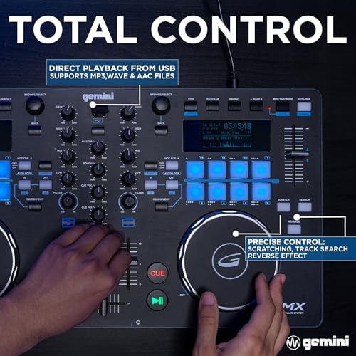 Gemini USB DJ Controller & Media Player, VirtualDJ LE (GMX) | USB DJ controller & media player - touch jog wheels, dual screens - VirtualDJ LE