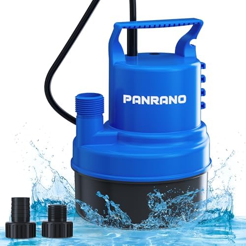 1/3 HP Submersible Water Pump 2000 GPH Portable Small Sump Pump For Pool Cover, Basements, Puddles