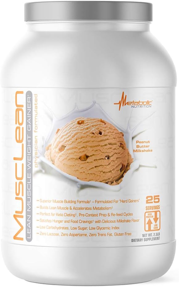 Metabolic Nutrition - Musclean - Milkshake, Whey High Protein Meal Replacement, Maintenance Nutrition, Low Carb, Keto Diet, Digestive Enzymes, Chocolate, 2.5 Pound (25 ser)