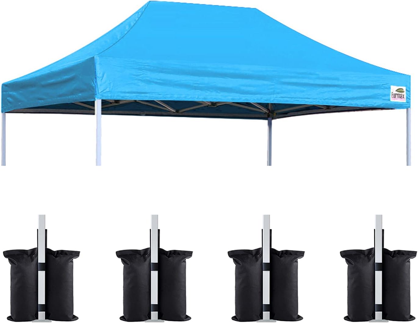 Eurmax USA 10x10 Pop Up Canopy Replacement Top,Universal Instant Canopy Cover ONLY,Heavy Duty UPF 50+ UV Protection,Water & Wind Resistant Tarp,30+ Colors Available,Bonus 4 Sand Bags (White)