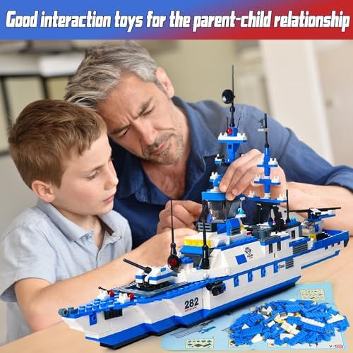 EP EXERCISE N PLAY City Police Set Battleship Building Toy, 1169 Pieces 6 in 1 Boat War Ship Block Set, Fun Toy Gift for Kids Boys & Girls Ages 6+