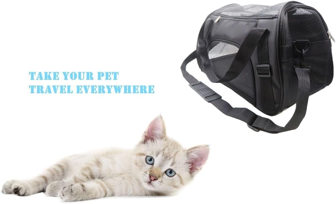 ZaneSun Cat Carrier,Soft-Sided Pet Travel Carrier for Cats,Dogs Puppy Comfort Portable Foldable Pet Bag Airline Approved (Small Blue)