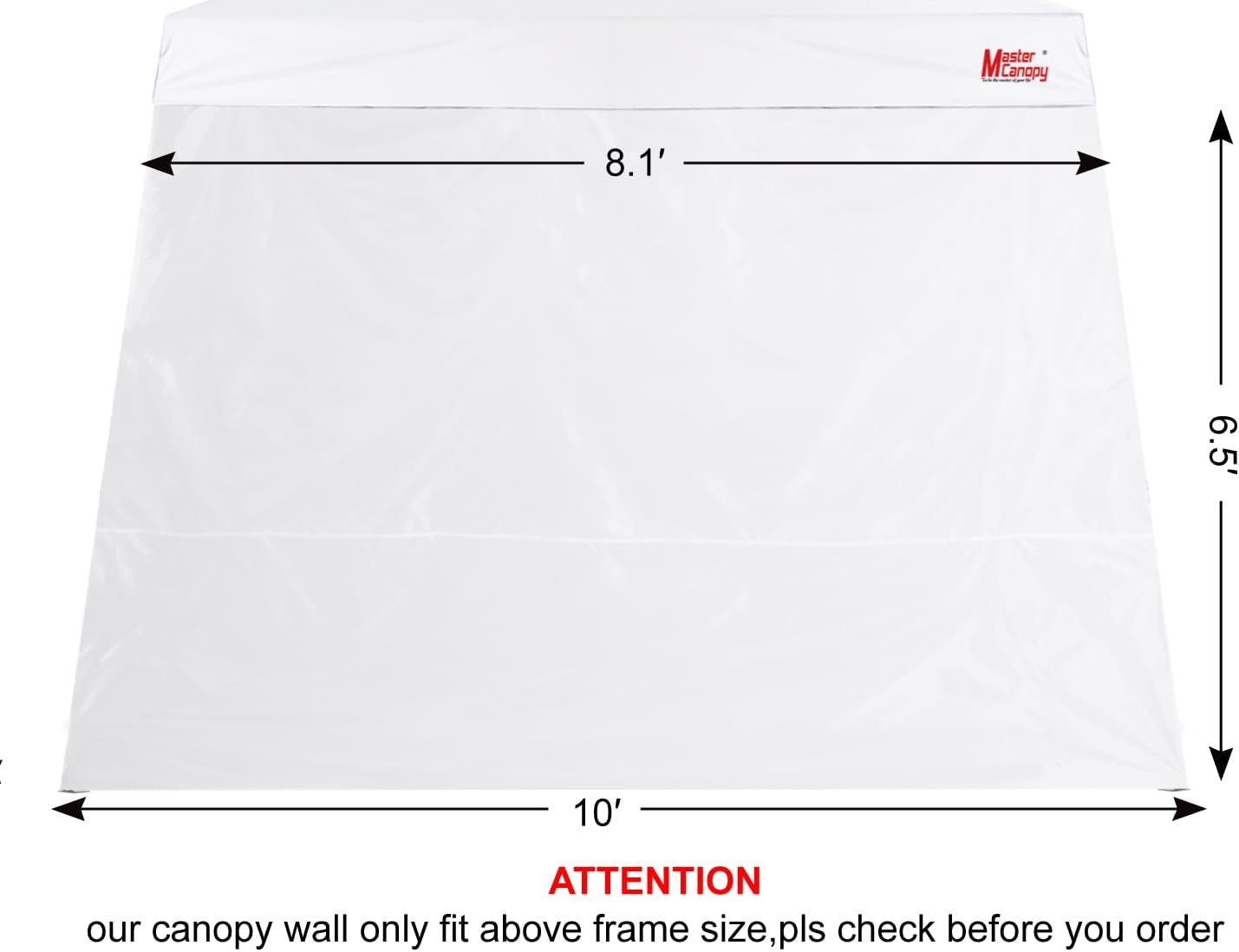 MASTERCANOPY SunWall Canopy Sidewall for 10x10 Slant Leg Canopy Tent, 1 Pack Sidewall Only (Black) | Waterproof UV‑blocking Durable Slant Leg SunWall Adds Shade and Blocks Wind for Canopies, Gazebos