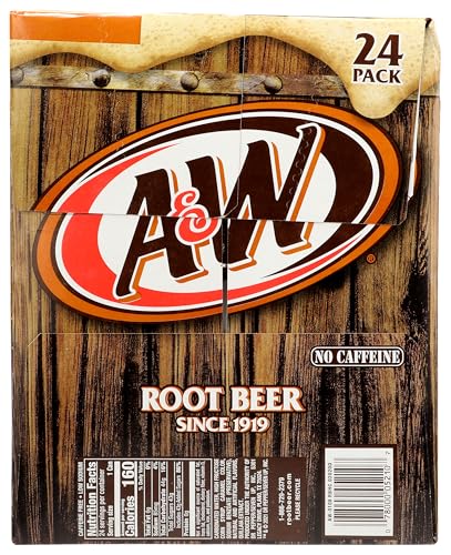 A&W Root Beer Soda, 12 fl oz cans, 24 pack