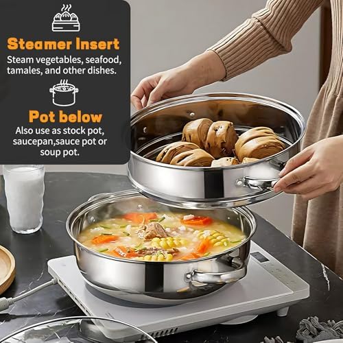 Vegetable Steamer Basket, Stainless Steel Folding Steamer Basket Insert for Veggie Fish Seafood Cooking