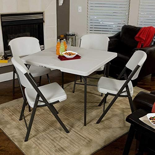 LIFETIME 280228 37-Inch Square Fold-in-Half Table, White Granite Top with Gray Frame