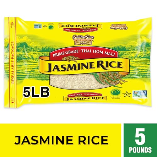 Golden Star Thai Hom Mali White Jasmine Rice - Prime Grade White Rice - 10 lb Bag | Prime Grade White Rice - Great for Gumbo, Curries & More - Cook in Microwave or on Stove Top