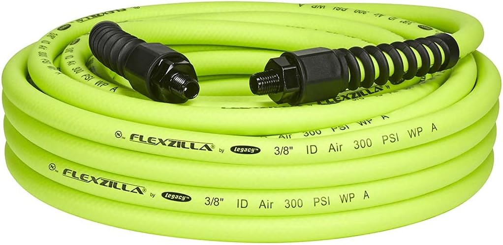 Flexzilla Open Face Retractable Air Hose Reel, 3/8 in. x 50 ft., Heavy Duty, Lightweight, Hybrid, ZillaGreen - L8611FZ