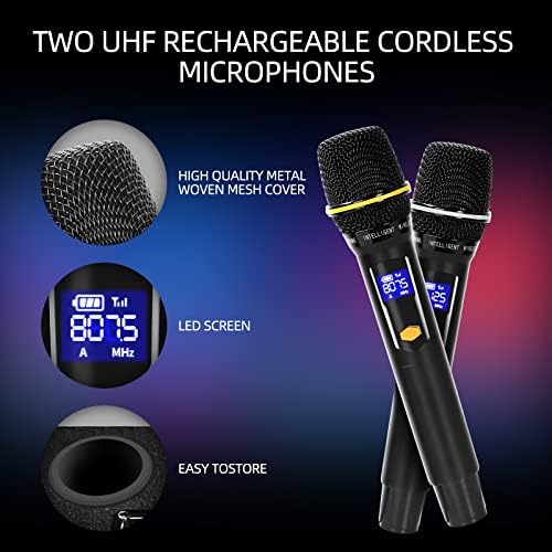 Karaoke Machine with Lyrics Display Screen for Adults, 15" Tablet | Bluetooth Speaker with 2 Rechargeable UHF Mics, 1000W Peak Power, DJ Lights, Portable Karaoke System for Any Occasion