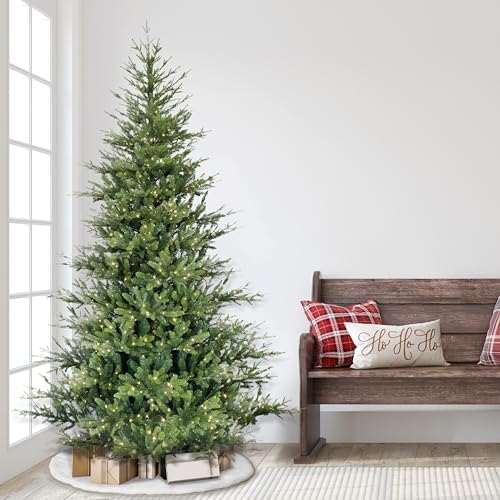 Puleo International 7.5 Foot Pre-Lit Alberta Spruce Artificial Christmas Tree with 1,000 Warm White LED Lights
