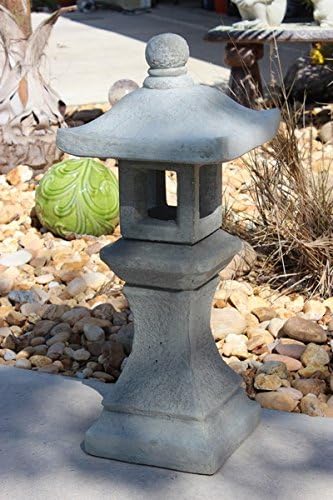 Garden Pagoda Concrete Japanese Stone Lantern,Oriental, Asian 3-piece Outdoor Garden Statue Sale 26" Tall Made in USA