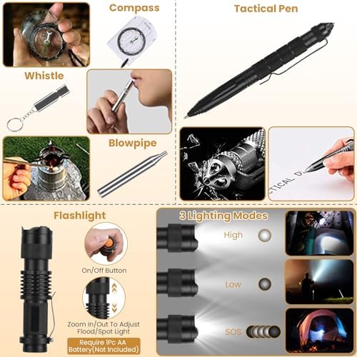 125 Pcs Survival Kit with First Aid Supplies, Tactical Emergency Gear for Outdoor Adventures, Hiking, Camping, Hunting, Fishing