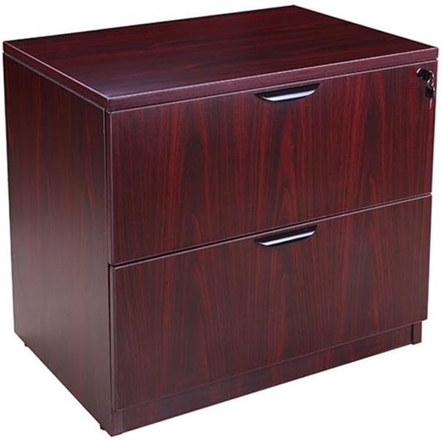 Boss Office Products Holland Executive U-Shape Desk with Lateral File Storage and Hutch, 66", Mocha
