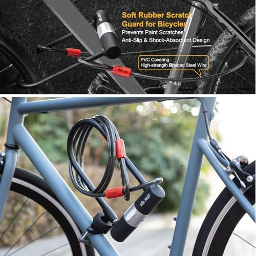 Bike U Lock with Cable - Via Velo Heavy Duty Bicycle U-Lock,14mm Shackle and 10mm x1.8m Cable with Mounting Bracket for Road, Mountain, Electric & Folding Bike
