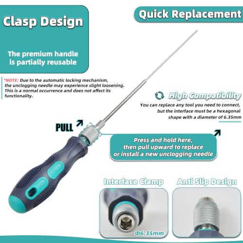 Clog Poke 3D Printer Accessories, Φ1.7mm L200mm Cleaning Needle Tool | S2 Alloy Steel, for Any 1.75mm Nozzles, 3D Printer Nozzle Cleaning Kit