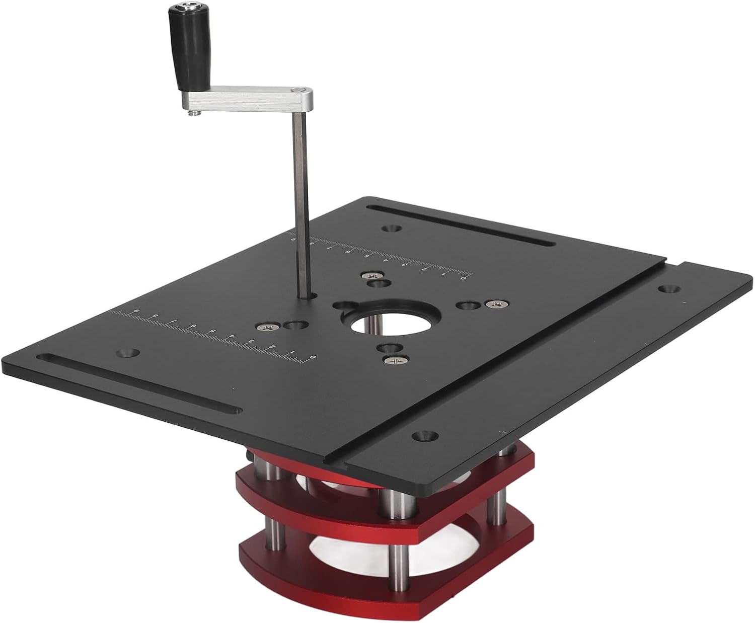 Kreg Router Table Lift Compatible, Aluminum Alloy Manual Router System Kit with Crank Handle for Easy Adjustment, Ideal for Small Trimming Machines Silver