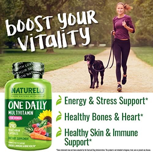 NATURELO One Daily Multivitamin for Women w/Vitamin B12, 60 Ct, Energy Support, Whole Food Daily Women Multivitamin Supplement, Nourish Hair/Skin/Nail, Non-GMO, No Soy, Gluten Free, 2 Month Supply | Energy Support, Whole Food Daily Women Multivitamin Sup…
