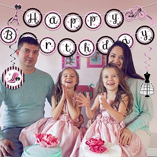 Outus Paris Birthday Party Decorations Set, Eiffel Tower Themed Decoration for Oh La La Baby Shower