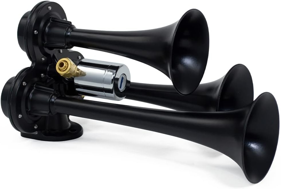 Hornblasters Stealth Black Caboose 12/24 Volt Air Horn Only - 3 Trumpets - Unique Tone
