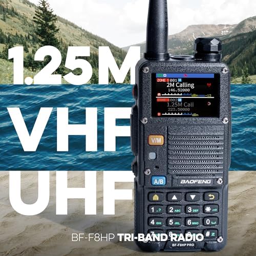 BAOFENG BF-F8HP PRO 10 W Tri-Band Two-Way Radio – UV-5R 7th Gen, 1000 Channels, GPS & NOAA Weather, Aviation/VHF/UHF/1.25 m Scanner, IP54 Rugged