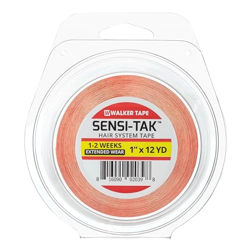 Walker Tape Sensi-Tak Secure Hairpiece Roll 1" x 12 Yards, Extended Wear Wig Tape Double Sided Ultra Hold for Poly Systems, Clear Lace Wig Adhesive for Lace Front Wigs Human Hair and Toupee Adhesives