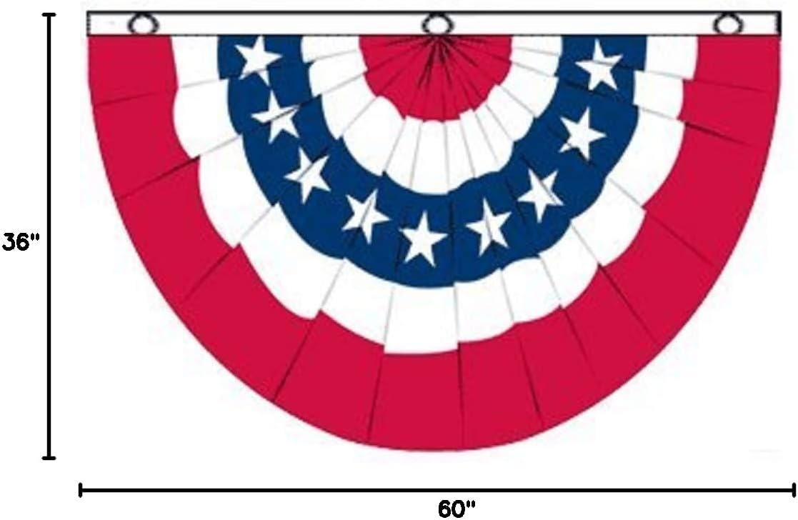 (Pack of 2) USA Bunting 5x3 Ft July 4th Holiday Party Flag Bold Vibrant Colors UV Resistant Golden Brass Grommets Durable 100-D Polyester Mighty