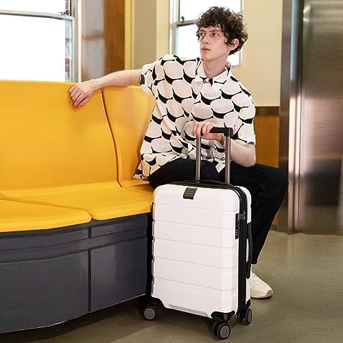 KROSER Hardside Expandable Carry On Luggage with Spinner Wheels & Built-in TSA Lock, Durable Suitcase Rolling Luggage with USB Port, Carry-On 20-Inch
