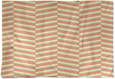 Dana Strider Three Color Fractured Stripes Table Placemat, 18 x 14, Green Orange & Yellow
