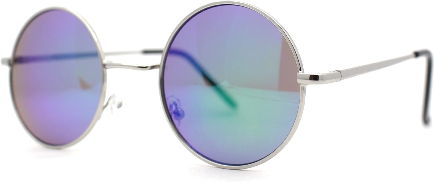 SA106 Reflective Color Mirrored Hippie Groove Round Circle Lens Retro Sunglasses