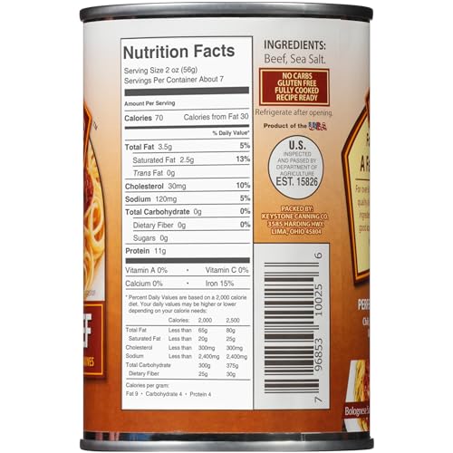 Keystone All Natural Ground Beef 14 Ounce Long Term Emergency Survival Food Canned Meat | Fully Cooked Ready to Eat | Gluten Free Family Pack of 1