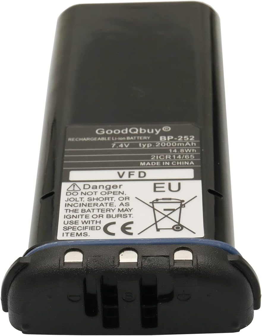 BP252 2000mAh 7.4V Two Way Radios Replacement Battery Compatible with Icom Handheld Marine Radio IC-M36 IC-M34 BP-252