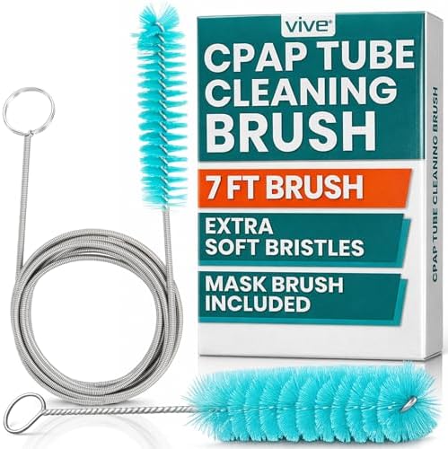 Vive CPAP Tube Cleaning Brush - Stainless Steel Cleaner for Mask and Pipe | Wire Bristle Solution - for 7 Foot Hose and 22 mm Diameter - Portable
