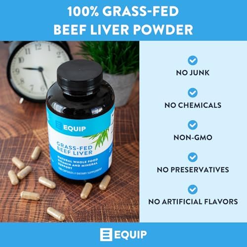 Equip Foods Grass-Fed Beef Liver | Natural Desiccated Beef Liver Supplement | Support Heart Health, Brain Function, Digestion, Metabolism, Immunity