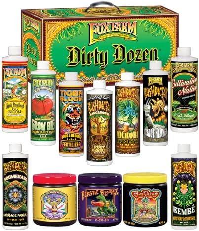 FoxFarm Dirty Dozen Liquids & Solubles Starter Pack - 3 Solubles (Open Sesame, Beastie Bloomz, Cha Ching) & 9 Pint Liquids (Big Bloom, Tiger Bloom