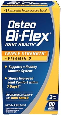 Osteo Bi-Flex Triple Strength Glucosamine Chondroitin Supplement | With Vitamin D, Improve Joint Function, Support Bone Health, 80 Coated Tablets