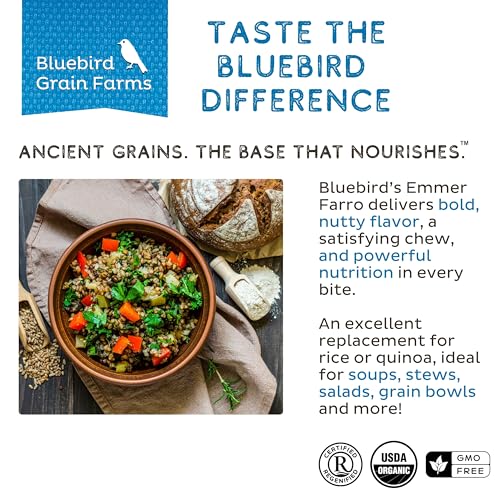 Bluebird Grain Farms Organic Whole Grain Emmer Farro, 1 Lb.