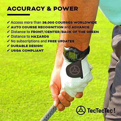 TecTecTec ULT-G Golf GPS Watch – Simple & Easy Distance Watch, No App Required on Course, Front/Back/Middle Distances, 38, 000+ Courses Preloaded
