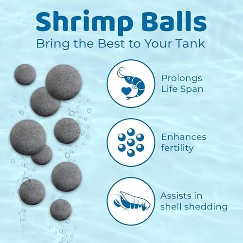 SunGrow Shrimp Balls, Aquarium Water Conditioner Balls, Successful Shedding, Increase Survival Rate, Impart Vibrance, Cool Décor with Wellness Benefits