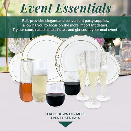 Reli. Disposable Wine Glasses (48 Pack, 12oz) | Clear | Stemless, Shatterproof | Plastic Stemless Wine Glasses Disposable | Parties, Cocktails