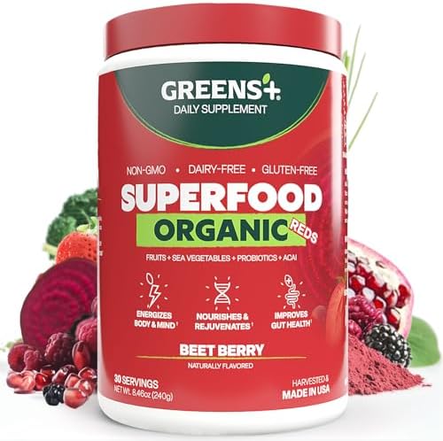 Greens+ Organic RAW Superfood Powder, Dietary Supplement | 8.46oz | Energy Boost | Super Blend Immune Support, Morning Kick, Nutrition Vibrant Health, Vegan, Soy Free | Dairy Free | Gluten Free