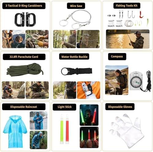 Survival Kit, 294 Pcs Survival Gear Emergency Supplies First Aid Kit | Emergency Survival Kit Camping Essentials Hiking Gear Bug Out Bag