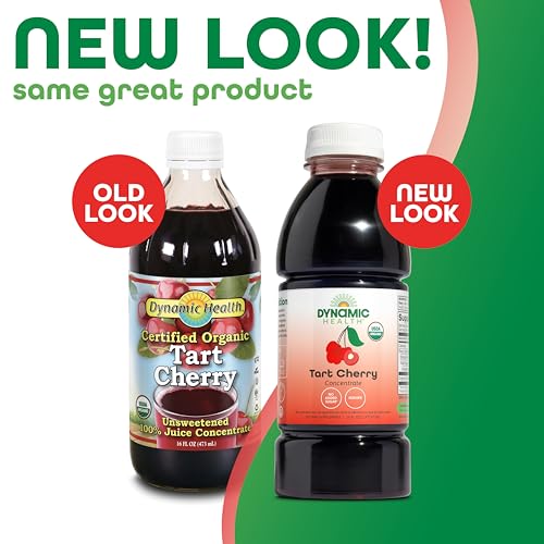 DYNAMIC HEALTH Organic 100% Tart Cherry Juice Concentrate, 32 fl oz | Antioxidant Support, Unsweetened, No Additives, 31 Servings, Vegan, Gluten Free