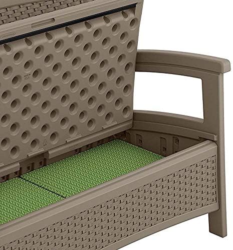 Suncast Outdoor Wicker Love Seat with 23-Gallon Storage, Comfortable Seating for Two, Ergonomic Back Support, All-Weather Furniture for Patio, Deck, and Garden, Java, Made in the USA